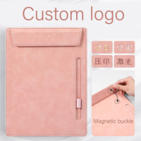 Porte-documents A4 de luxe en cuir PU, étanche et durable, avec porte-stylo, impression UV, logo personnalisé, pour conférences - Vente chaude