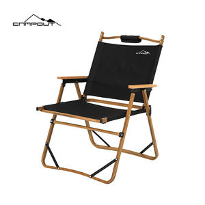 Silla de camping Campout, silla de playa plegable portátil de aleación de aluminio, silla de ocio para exteriores, 54x54x64cm, negra y roja - Product Image 4