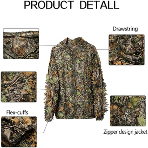 Vêtements de chasse Sturdyarmor 3D Leaf Camo <span class=keywords><strong>Sniper</strong></span>, polyester durable, respirant, léger, séchage rapide, équipement de plein air, taille unique - Product Image 4