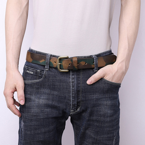 Cintura mimetica in pura pelle di vacchetta da studente maschio di tendenza giovane personalità in pelle retrò femminile con fibbia in rame cintura da Cowboy - Product Image 5