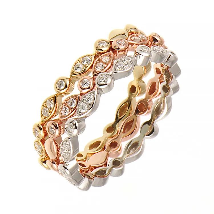 Wholesale fashion ladies gold finger rings set stackable jewelry ring holder