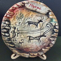 Seidenstraßen-Talisman mit Solar-Gott-Motiv aus Ton, antike heilige Steinkunst für Manifestation & Reinigung, Dekoration für positive Energie.