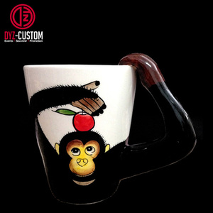 Tazas de cerámica en forma de jirafa, tazas de café de animales en 3D, pintadas a mano - Product Image 2