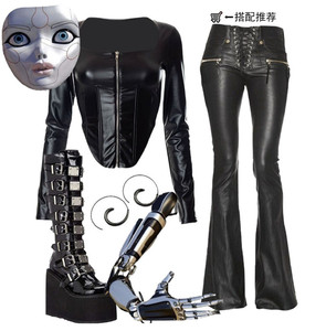 <span class=keywords><strong>Pantalon</strong></span> évasé en similicuir Leggings droits amples à lacets bas de cloche femmes rue taille haute botte <span class=keywords><strong>coupe</strong></span> dame prune <span class=keywords><strong>pantalon</strong></span> slim - Product Image 2