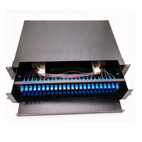 Caja Terminal Óptica Deslizante de 19'' 1U ODF para 24, 48, 96, 144 Núcleos con Panel de Fibra Óptica