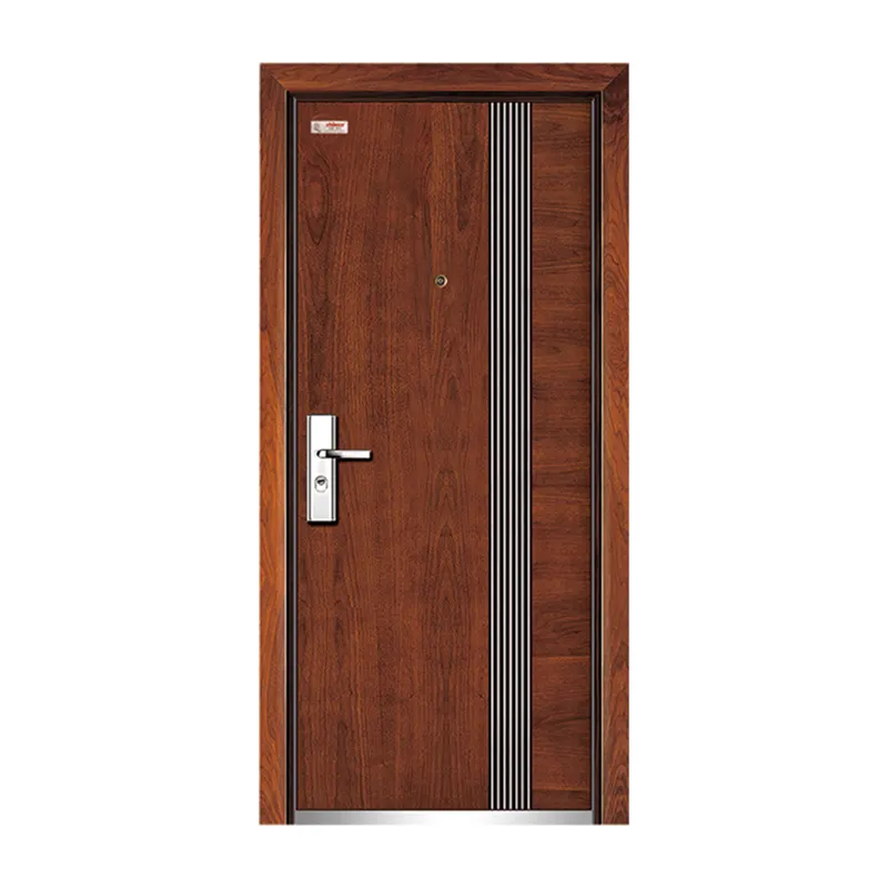 Porte extérieure en métal, de haute qualité, en acier et bois, pour la maison, Style européen