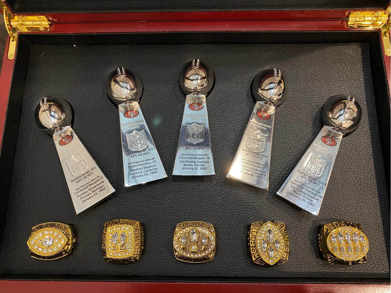 49ERS SF ゴールラインクラシックス 野球  車 フィギュア 貯金箱 NFL San Francisco 49ers Championship Ring Trophy Set