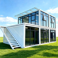 Maison conteneur carrée pliable à double étage, respirante, design moderne, prête à l'emploi, entrepôt, bureau, bâtiment, maison, villa de luxe