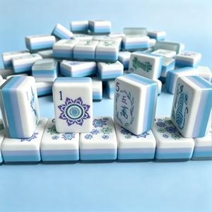 Jeu de <span class=keywords><strong>Mahjong</strong></span> Américain en Acrylique Bleu Clair, 160 Tuiles Durables Imprimées UV, Logo Personnalisé, <span class=keywords><strong>Mahjong</strong></span> de Voyage Automatique Pliable de Luxe - Product Image 2