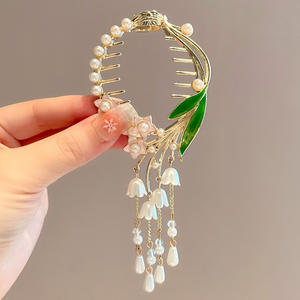 Ancient Wind Chime Orchid Tassel Hair Clip Women's New Magic Clip Bun Hairstyle Fixer Metal Alloy Jumpsuit Bow Tie Hair Clip - Product Image 5