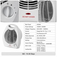 Radiateur Soufflant Portable Électrique 3 Modes Chaud/Froid 2000W avec Contrôle Automatique de Température, Résistant au Feu, Certifié CE ROHS, Idéal pour Bureau