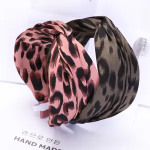 Custom Scrunchies Hair Ties For Women Head Wrap Satin Leopard Print Turban Headbands