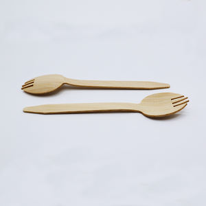 Cuchara-Tenedor Biodegradable Barata de Fábrica, Cuchara-Tenedor de Bambú Desechable, Vajilla Biodegradable, Compra al por Mayor para Fiestas y Eventos - Product Image 4