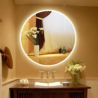 Espejo de Baño LED Redondo Inteligente para Hogar y Hotel, con Luz Regulable, Función Antivaho, Bluetooth, Espejo de Vanidad Montado en la Pared