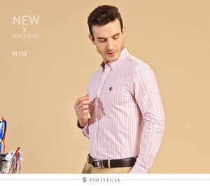 Camisa de <span class=keywords><strong>Hombre</strong></span> 100% Algodón, Camisa de Manga Larga a Cuadros, Camisas Polo con Diseño Bordado - Product Image 3