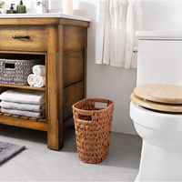 Panier de rangement en osier naturel tissé à la main pour ferme corbeille à papier en rotin avec poignées pour salles de bain
