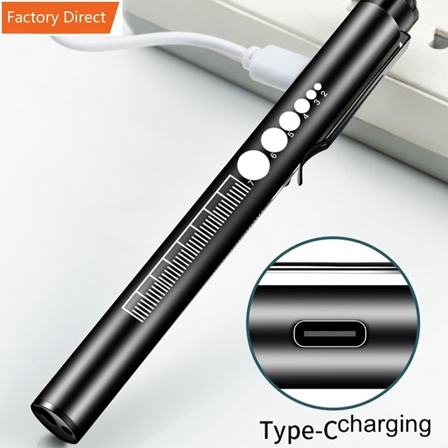 Pen Light Nurse Rechargeable LED Medical Warm&White Light Portable Pupil Gauge Doctor First Aid EMT Nursing Student IP44 10M