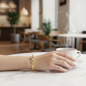 Braccialetto elegante in acciaio inossidabile placcato oro infinito - Product Image 3