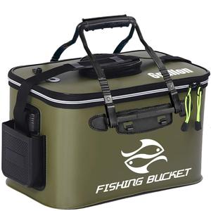 Cubo plegable para peces, contenedor de peces vivos, cubo multifuncional para señuelos vivos, caja de pesca EVA para exteriores para pesca