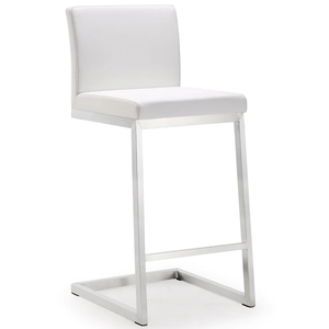 Taburete de barra Ember, tapizado en acero inoxidable y cuero, taburete de barra alto y duradero para el hogar, bar y comedor - Product Image 1