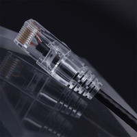 OEM kabel Patch UTP CAT6A Ultra ramping, kabel Patch tanpa pelindung 28AWG CAT6a UTP PVC transparan 1m