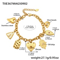 Ensemble de bijoux faits à la main en acier inoxydable bricolage créatif amour géométrique gouttelettes d'eau multi-éléments Zircon Vintage collier