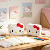 Étui à crayons en silicone mignon de style dessin animé, sans BPA, imperméable, grande capacité, pochette à stylos, organisateur de fournitures scolaires pour enfants