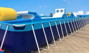 حمام سباحة عائلي خارجي طول 5 متر مصنوع من مادة كلوريد البولي فينيل استرخاء بارك للشاطئ قابل للطي به إطار من الفولاذ