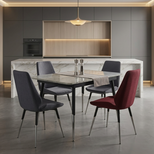 Ensemble de salle à manger moderne extensible et pliable, table en acier inoxydable à motif marbre de luxe, gain de place, 4 chaises en velours colorées (2 - Product Image 3