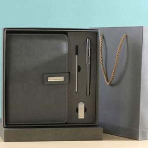 Carnet A5 en cuir PU haut de gamme 2024 2025, personnalisable, coffret exquis, cadeau d'affaires, 4 pièces dans un ensemble - Product Image 3