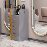 Chariot de rangement moderne et durable pour salon de coiffure, support pour sèche-cheveux, équipement de styliste, 3 tiroirs, en bois blanc, haute capacité de charge