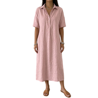 Robes décontractées à manches courtes pour femmes, printemps-été, col polo, en coton et lin, fabrication sur mesure ou logo ODM