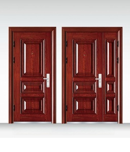 Porte composite acier-bois polymère finie, fournie directement par l'usine, porte en acier à grain de bois imperméable pour entrée principale de maison - Product Image 3