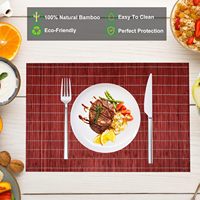 Ensemble de 6 sets de table en bambou naturel antidérapants, lavables et résistants à la chaleur pour salle à manger et cuisine