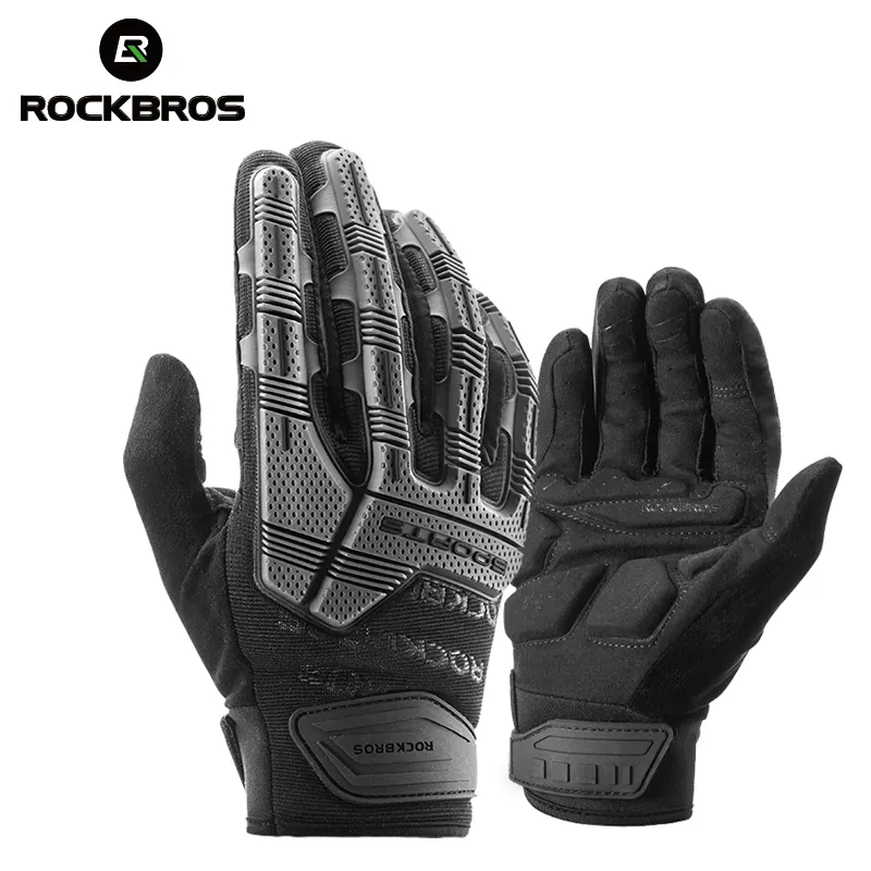 ROCKBROS bicycle gloves SBR 6mm Thickened Pad Shockproof Breathable GEL Men Women Full Finger Sport MTB Gloves