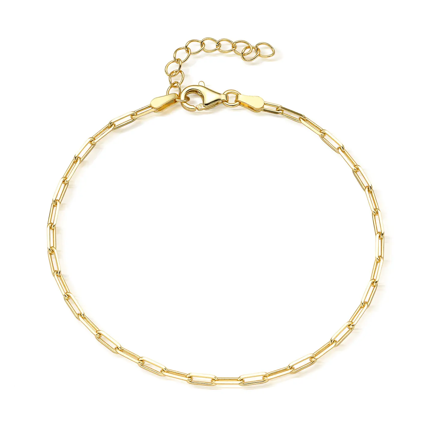 Pulseira Carline de prata esterlina minimalista para mulheres, pulseira banhada a ouro 18K, joia com clipe de papel, joia em promoção, atacado, 2024