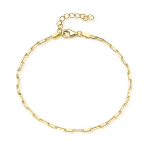 Pulseira Carline de prata esterlina minimalista para mulheres, pulseira banhada a ouro 18K, joia com clipe de papel, joia em promoção, atacado, 2024