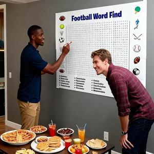 โปสเตอร์เกมค้นหาคำศัพท์ฟุตบอลซูเปอร์โบวล์ปี 2026 ขนาดใหญ่พิเศษ - เกมติดผนังขนาดยักษ์พร้อมคำศัพท์เกี่ยวกับกริดริออน 50 คำ เหมาะสำหรับงานปาร์ตี้ครอบครัว - Product Image 2