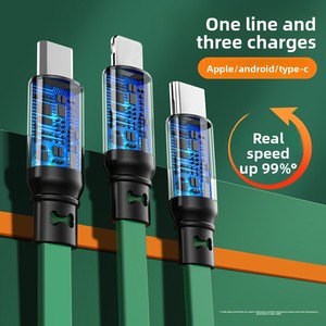 Câble de données télescopique 3-en-1 en alliage d'aluminium avec connecteurs Micro USB/Type-C, charge rapide 3A et transfert de données - Product Image 4
