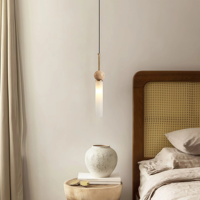 JYLIGHTING LED Small Alabaster Pendant Light Modern Copper Hanging Lamp Minimalist Marble Luxury 1 Piece Nordic Lights