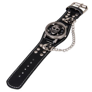 Vente Ebay <span class=keywords><strong>Amazon</strong></span> Prêt à Expédier Montres <span class=keywords><strong>Homme</strong></span> Crâne Design Punk à Grand Cadran Mouvement Japonais Quartz Bracelet Cuir - Product Image 6