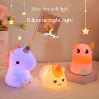 Licorne Dessin Animé Silicone LED Veilleuse Mignon Doux Bébé Dormir Lampe Moderne Tactile Haute Couleur Valeur Mini Tailles 5V pour Chambre