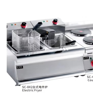 Freidora Eléctrica Comercial de Doble Tanque de 16L, de Acero Inoxidable, Alta Eficiencia, Multivoltaje, para <span class=keywords><strong>Pollo</strong></span> Frito, Precio al por Mayor - Product Image 1