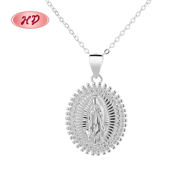 Edelstahl AAA Zirkonia Micro Inlay Religiöse Skulptur Moissan ite Diamant S925 Sterling Silber Halskette