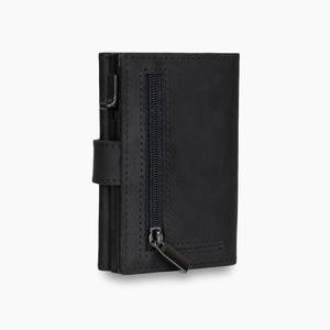 Manufacturer <b>Slim</b> Minimalist Vintage Cowhide Tri-fold Button Closure RFID Blocking Aluminum Credit <b>Card</b> <b>Holder</b> for Men - Product Image 2