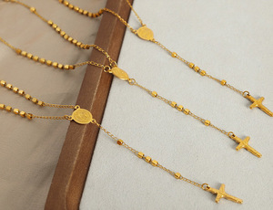 Collier de chapelet en acier inoxydable plaqué or <span class=keywords><strong>non</strong></span> ternissant NS1307, Vierge Marie, <span class=keywords><strong>Crucifix</strong></span>, Rosario, Dame de Guadalupe, Christ, chapelet en or - Product Image 3
