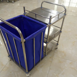 Carrito Médico de Acero Inoxidable 960x550x800mm de 3 Niveles con Bolsa para Residuos, Mobiliario Hospitalario, Diseño Industrial Duradero - Product Image 4