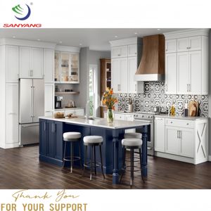 Готовые к сборке плоские кухонные шкафы RTA, оптовая продажа, Белый шейкер, цельная деревянная втулка, кухонные шкафы - Product Image 2