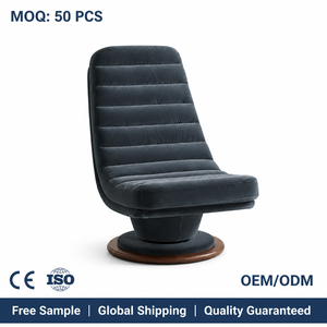 Fauteuil pivotant <span class=keywords><strong>de</strong></span> luxe moderne en velours bleu roi avec base en chêne, support <span class=keywords><strong>de</strong></span> dessin CAO, service VIP 1 à 1. - Product Image 2