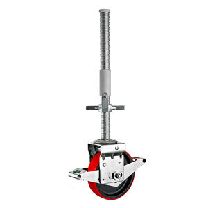 6 "8" Euro Typ Hochleistungs-Vollgerüst-Lenk rollen PU-Räder Verstellbares Wagenheber-Rollen rad aus Stahl - Product Image 6